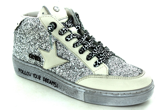 Cetti baskets sneakers c.1333 glitter cuir blanc5831801_1